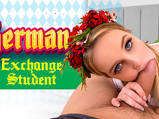 German Exchange Student - Big Tits Teen Blonde Sucks Your Cock in VR