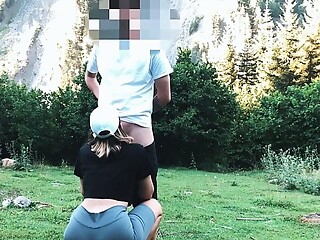 Big ass student fucked in the forest in standing doggystyle