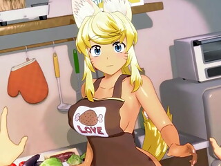 Wolf Girl Wags Her Tail Happily For The Food You Bring Her Thanks You With Her Big Tits - Hentai Pro