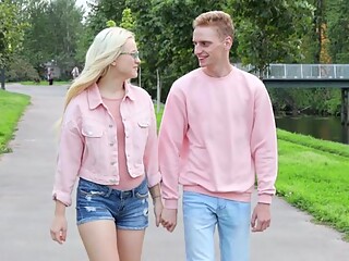 Young Russian blonde is not against of having sex after a pickup truck...