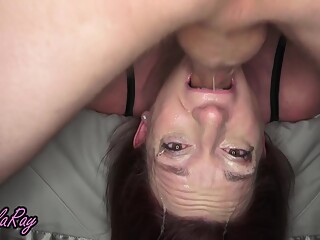 Submissive Wife Gets Deepthroated Upside Down While Taking A Huge Load In Her Throat Pov 4k