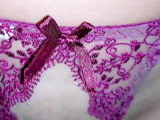 Huge CUM on Pussy wearing Crotchless Panties !!