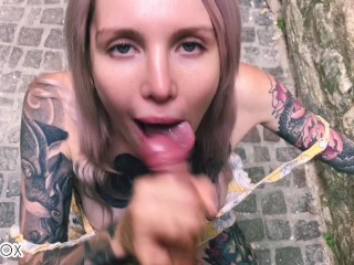 Public and sloppy POV BJ on a Paris street from a beautiful blonde - RedFox