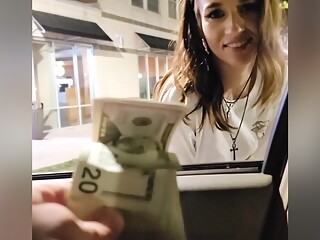 Beautiful Teen With Perfect Tits Sucks A Big Cock Until She Gets His Cum And His Cash