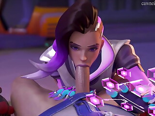 Widowmaker Sits Her Perfect Ass Down on a Big Cock in Reverse Cowgirl