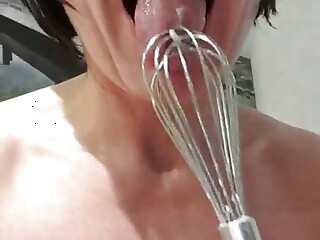Hook play and glas dildo to huge squirt