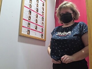 What bra to buy? Fat milf in the fitting room shaking her big mature tits.