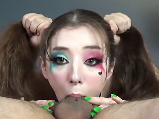 Harley Quinn Gets Held Down by her Pigtails During Sloppy Hardcore 69 Blowjob &amp; Deepthroat C