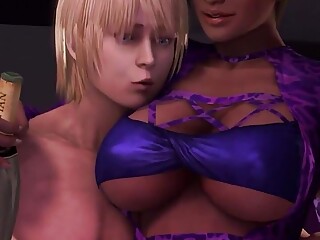 Hot Sex of a Blonde with Two Beauties