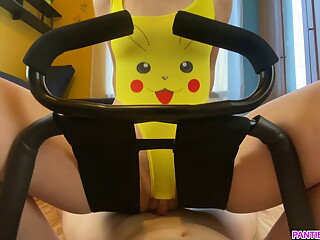 18 years old step sister rides me on sex chair in pikachu costume and gets a load of cum. Pokemon co