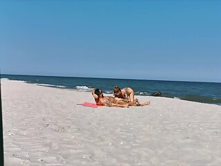 Sharing My Girl With A Stranger On The Public Beach. Threesome With Wet Kelly