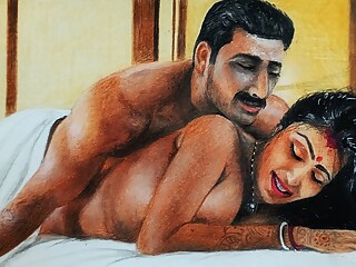Erotic Art Or Drawing Of a Sexy Bengali Indian Woman having &quot;First Night&quot; Sex with
