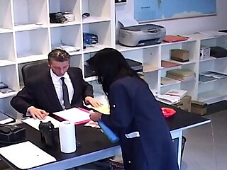 Hidden camera films the boss fucking the cleaning lady
