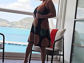 Huge Tit Vouyer Step Mommy Fingers Wet Pussy on Cruise Ship Balcony- Watch Mature Mistress Thursday 