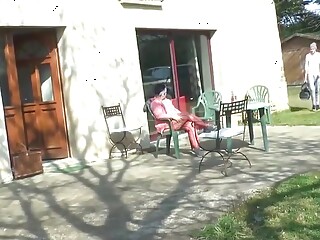 BBW Housewife in Fishnet Hard Sodomized and Fisted Fucked by a Young Guy Outdoor