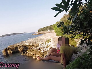 Teen teacher sucks my cock in a public beach in Croatia in front of everyone - it&#039;s very ri