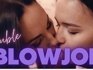 Lilu Moon &amp; Sasha Sparrow Double Blowjob Big Dick POV