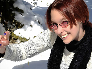 Helpless Brandi de Lafey Strokes A Lonely Snowman - PublicHandjobs