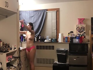 Hidden Camera On College Athlete - After Shower, Angry Because They Lost