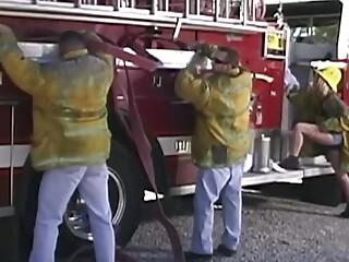 These super sexy firefighters had incredible sex next to their fire truck after cleaning it