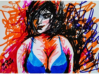 Erotic Abstract Art Or Drawing Of A Sexy Indian Bhabhi