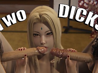 3D Hentai Two DICKS Tsunade sucks