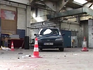 Stunning brunette French babe fucked in the public parking