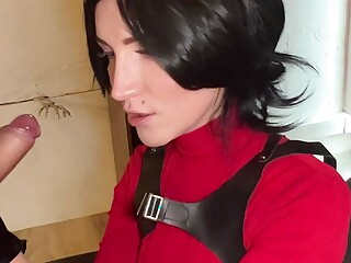 Sexy Ada Wong sucks dick and gets fucked on Halloween night