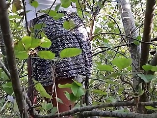 My Cute Step Sis Climbing a Tree while I Watch -No PANTIES No BRA