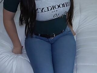 tremendous ass of my friend&#039;s girlfriend with tight jeans. real orgasm and creampie. She le