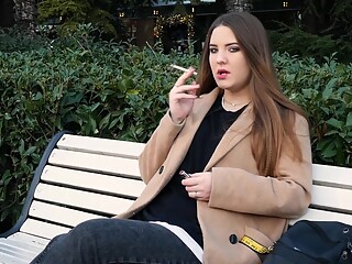 Russian Girl Spends Her Lunch Break Smoking 3 Cigs In A Row