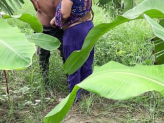 I see my aunty going towards the banana plantation, I followed her and hugged her and started fuckin