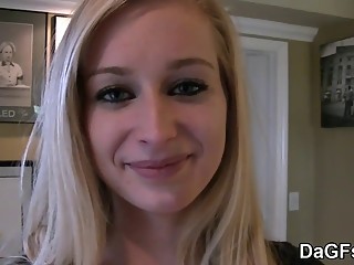 Innocent blonde schoolgirl gets fucked and facialized