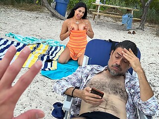 I Bend Over &amp; Bang My Hot Latina Stepsis on Public Beach - Mypervyfamily -